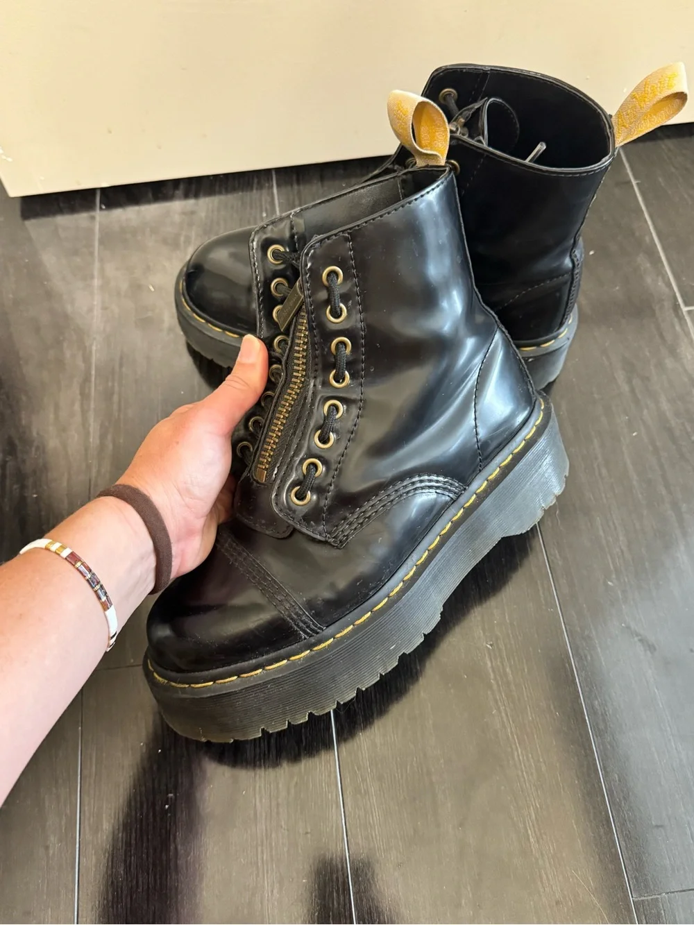 Dr. Martens Black Vegan Sinclair Boots with Gold Zipper - Picture 4 of 5